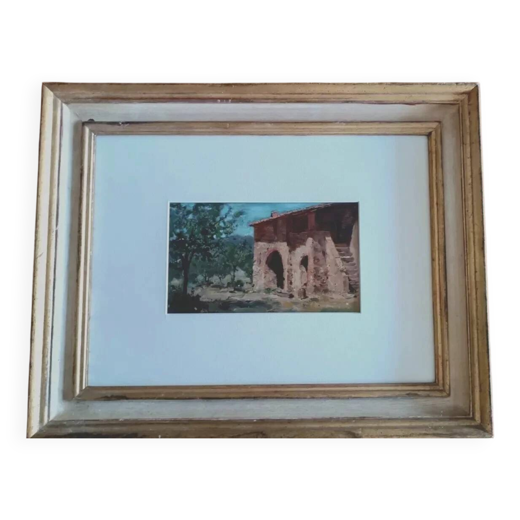Peinture à l'huile sur panneau école toscane début des années 1900
