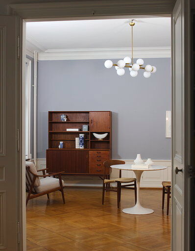 Italian opalglass and brass bubble lamp 1950