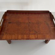 Table basse en bois avec joli motif carré  Plateau de service, années 1960, Allemagne