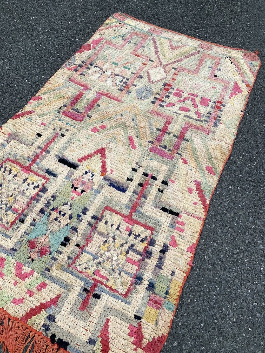Carpet berbere boucherouite vintage 90×160 cm