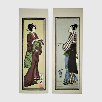 Senjafuda. japanese prints of woman in kimono - 1970's