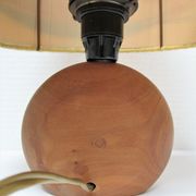 Wood lamp and vintage wool lampshade vintage, 70s