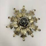 Hollywood regency leaf flower ceiling light flush mount , 1970s