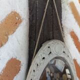 Oval mirror Art Deco patinated linen