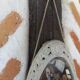 Oval mirror Art Deco patinated linen