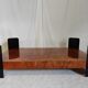 Table basse en placage de loupe d'orme circa 1980
