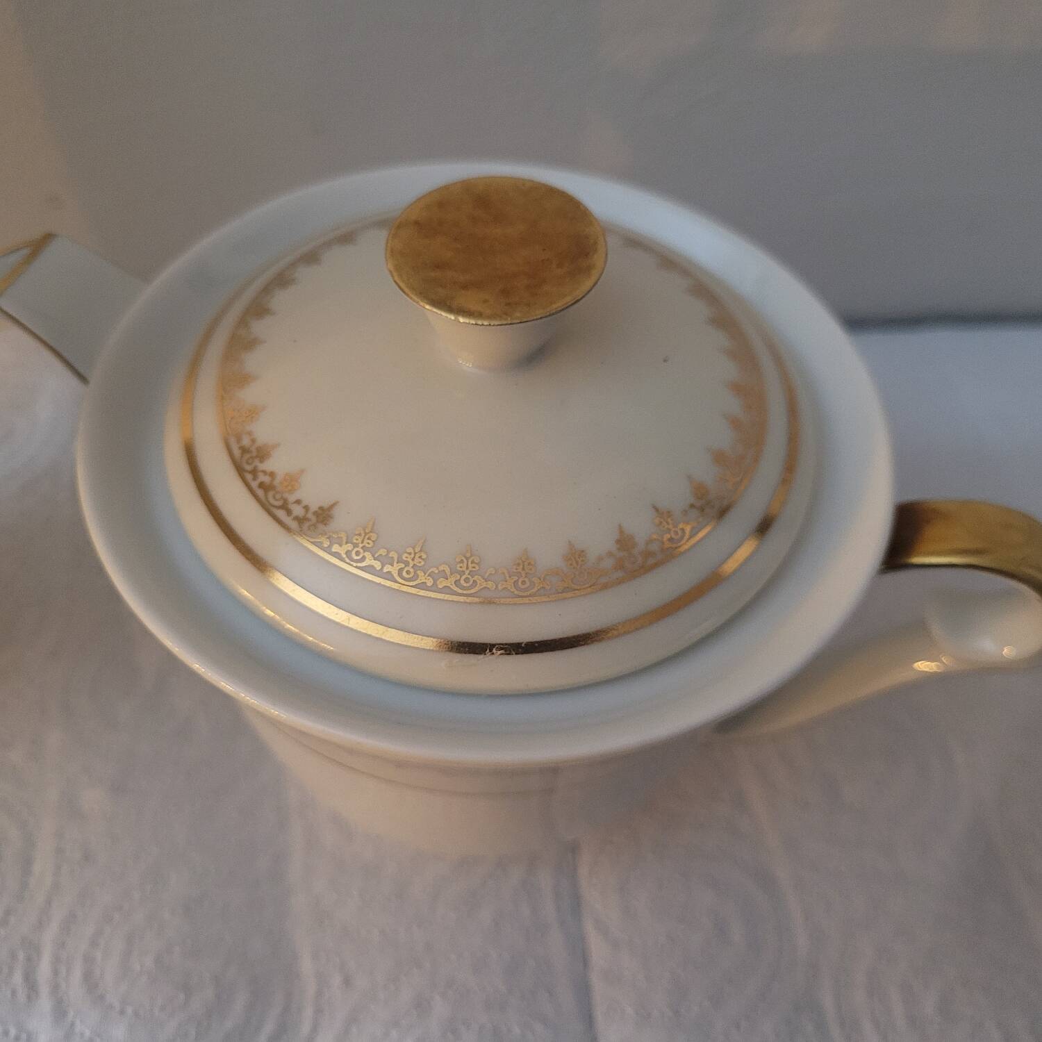 Service café-thé doré Lanternier Limoges, années 1950