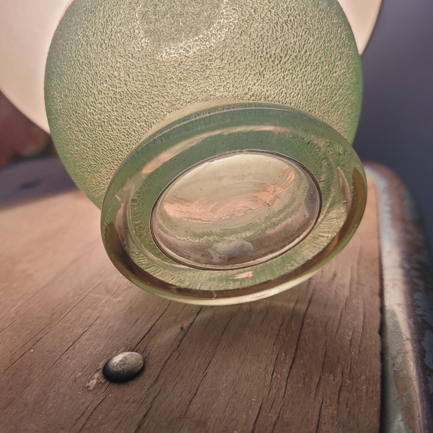 50s lamp with granite glass and gold trim