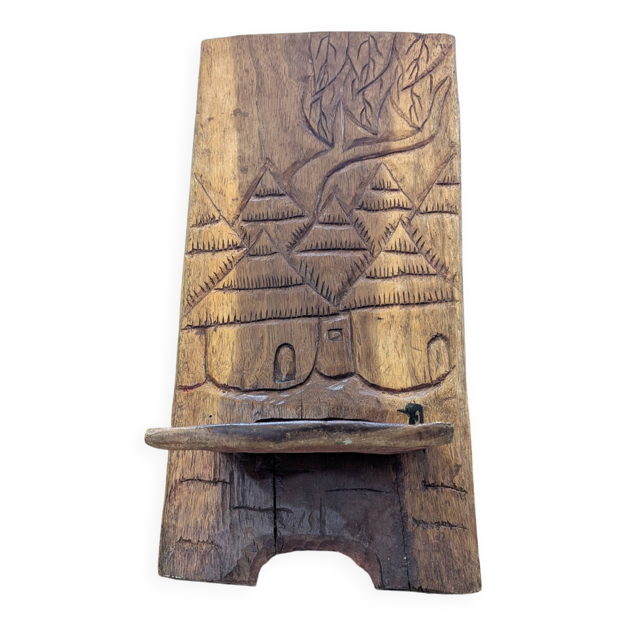 African solid wood palaver chair – Carved motifs