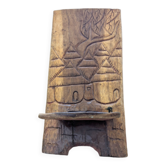 Chaise à palabre africaine en bois massif – Motifs sculptés