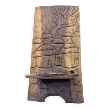 African solid wood palaver chair – Carved motifs