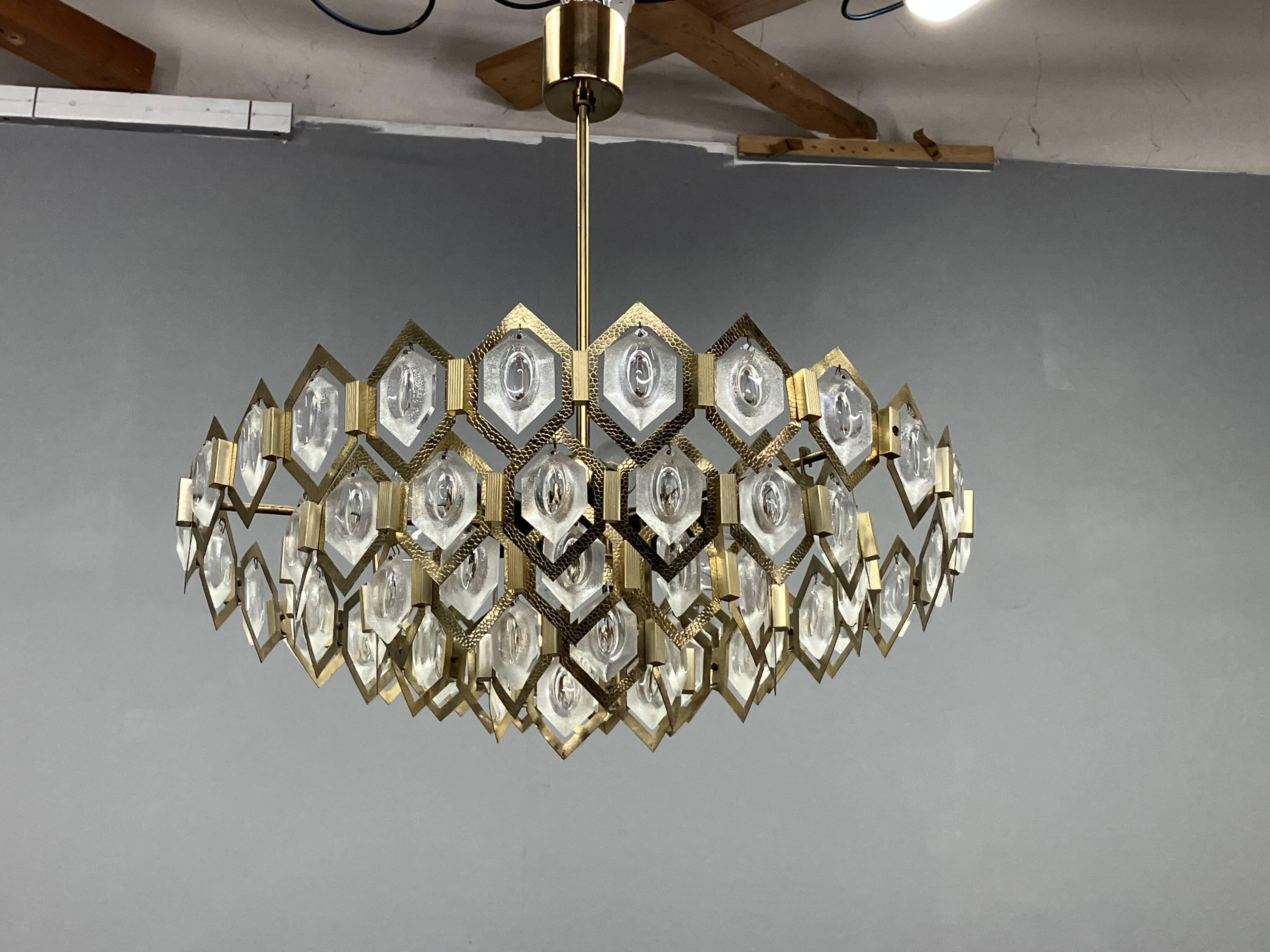 1960s Faceted Glass Chandelier by Jaroslav Bejvl for Kamenicky Senov