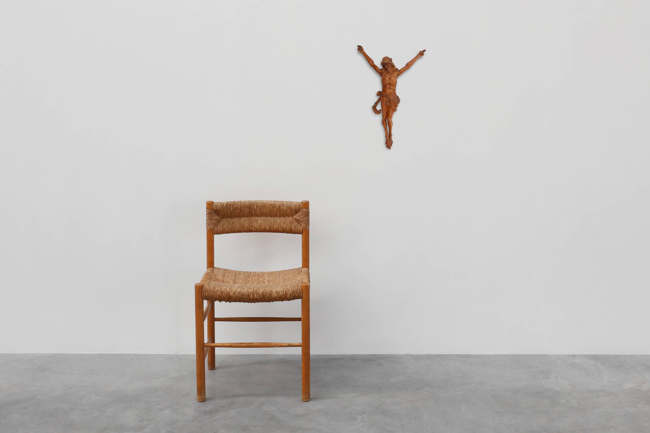 Hand carved oak crucifix or corpus Christi, Belgium ca. 1900