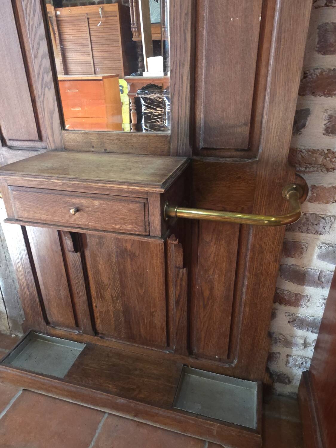 Vestiaire porte manteau ancien en chêne massif