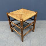 Set of Dutch beechwood stools with rush seat