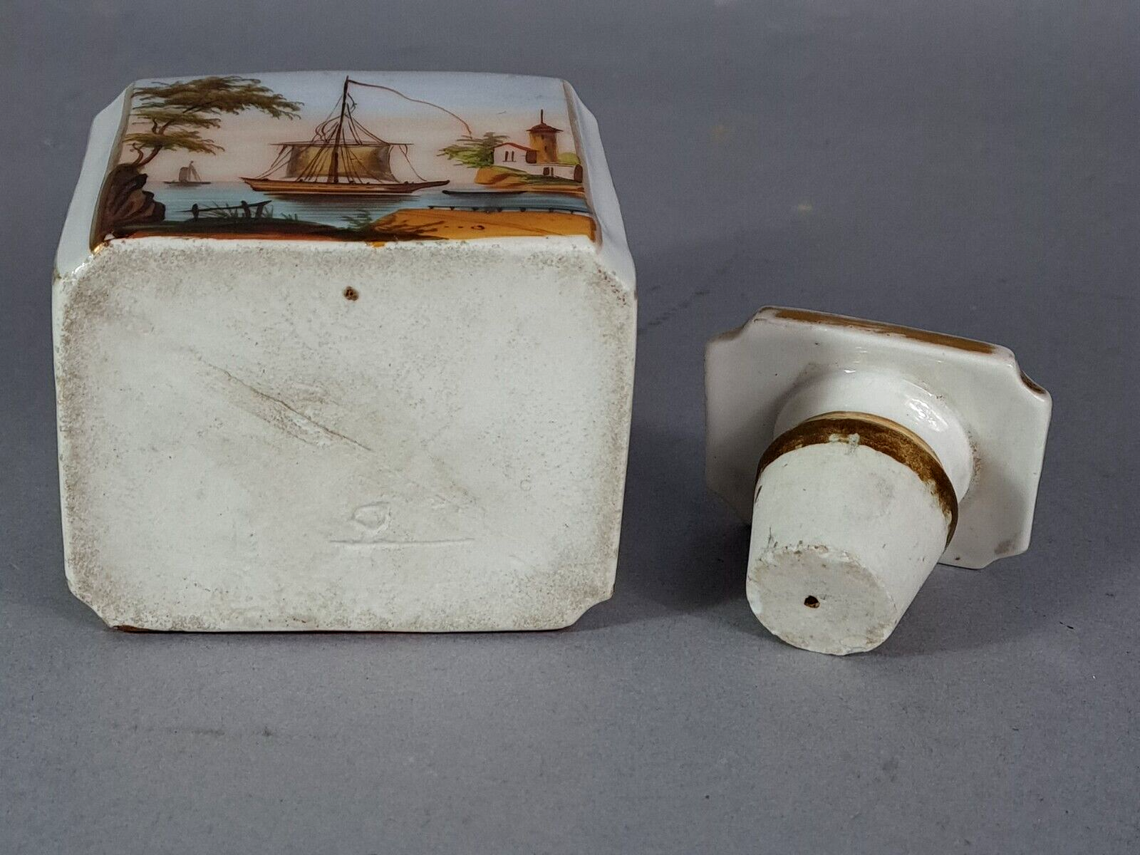 Porcelain bottle old Paris marine & bucolic decoration nineteenth century SB