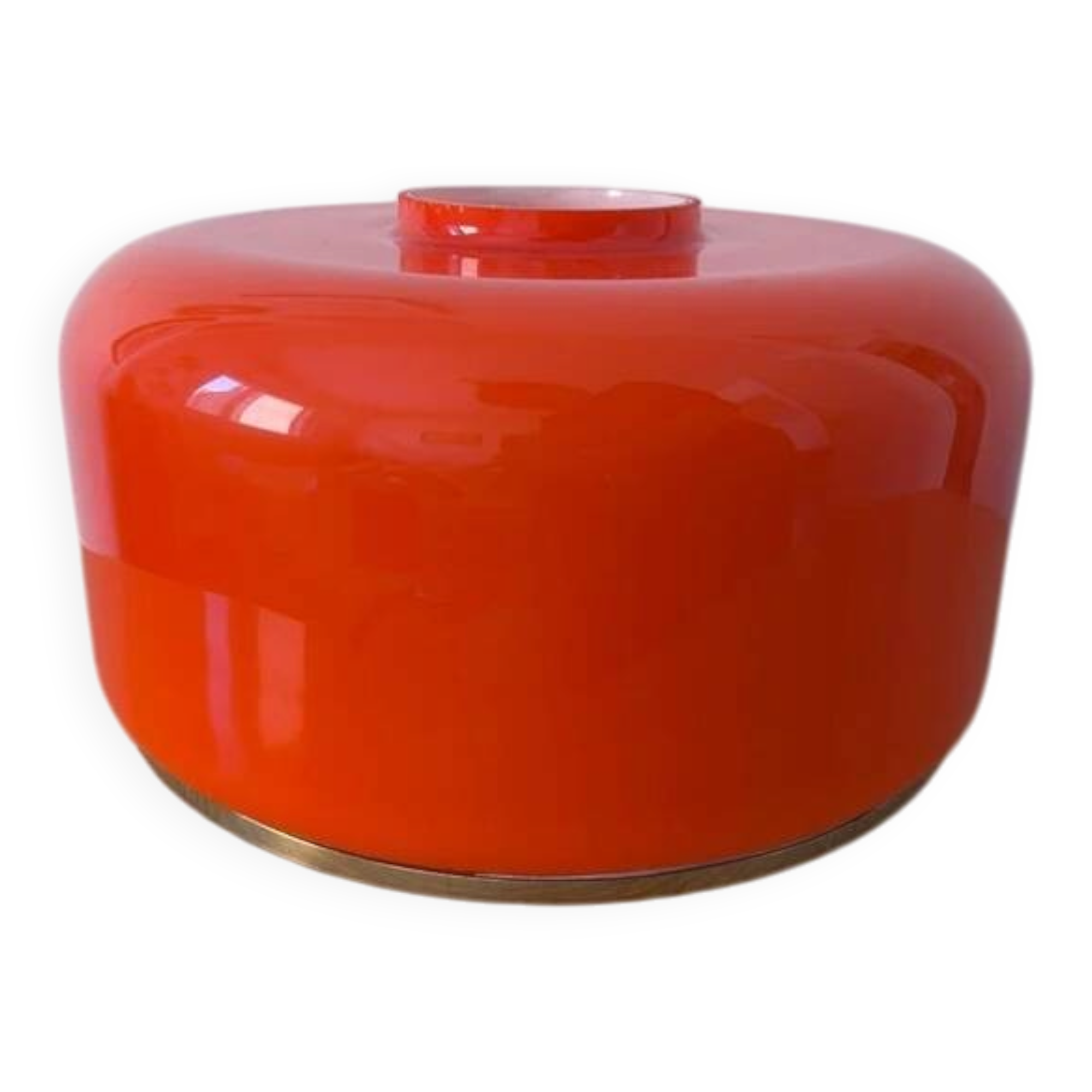Orange Opaline Lampshade & Golden Brass - 70s Design
