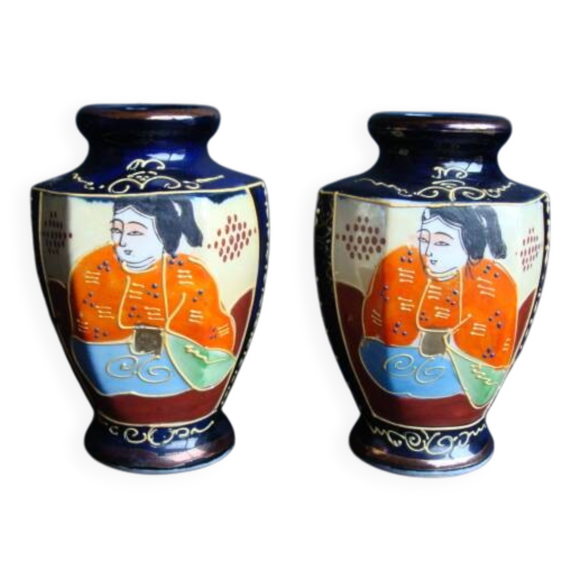 Paire de vases Satsuma vintage