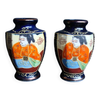 Paire de vases Satsuma vintage