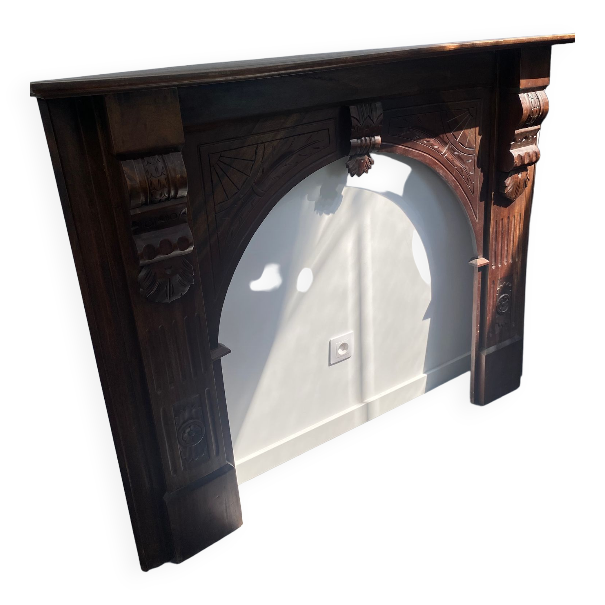 Wood fireplace mantle
