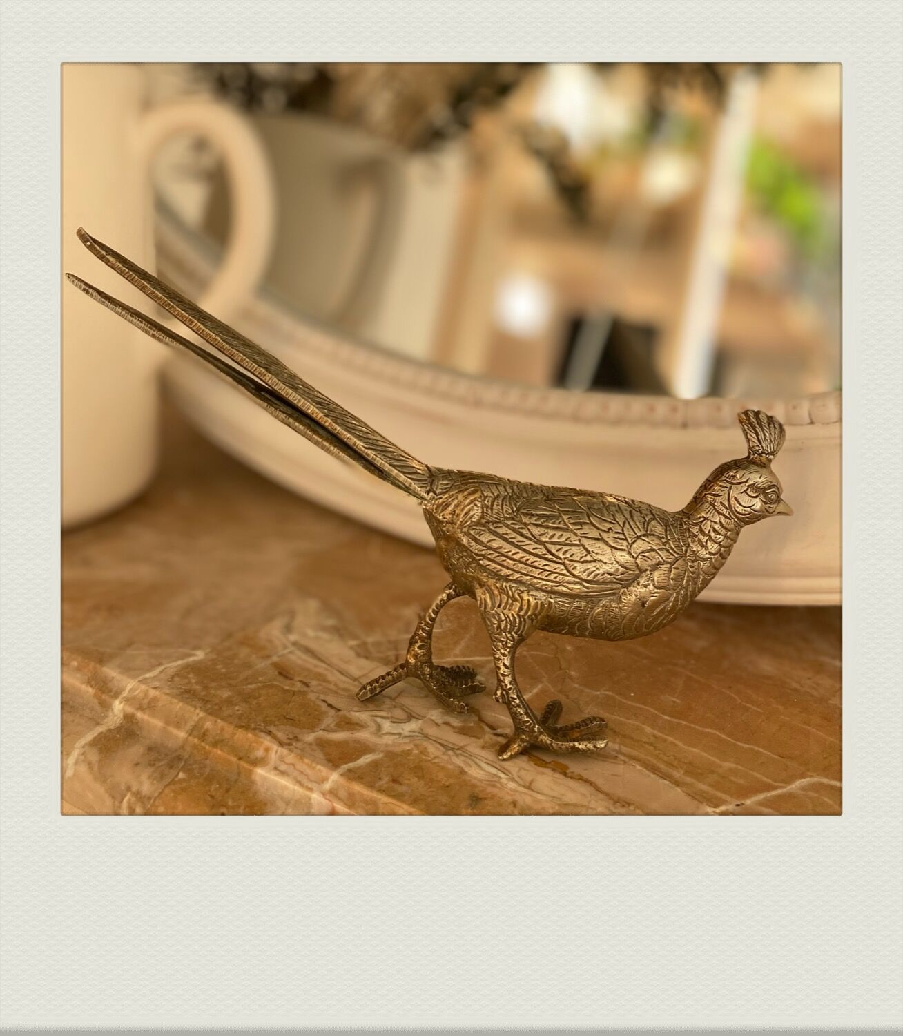 Lady Peacock, vintage brass peacock woman