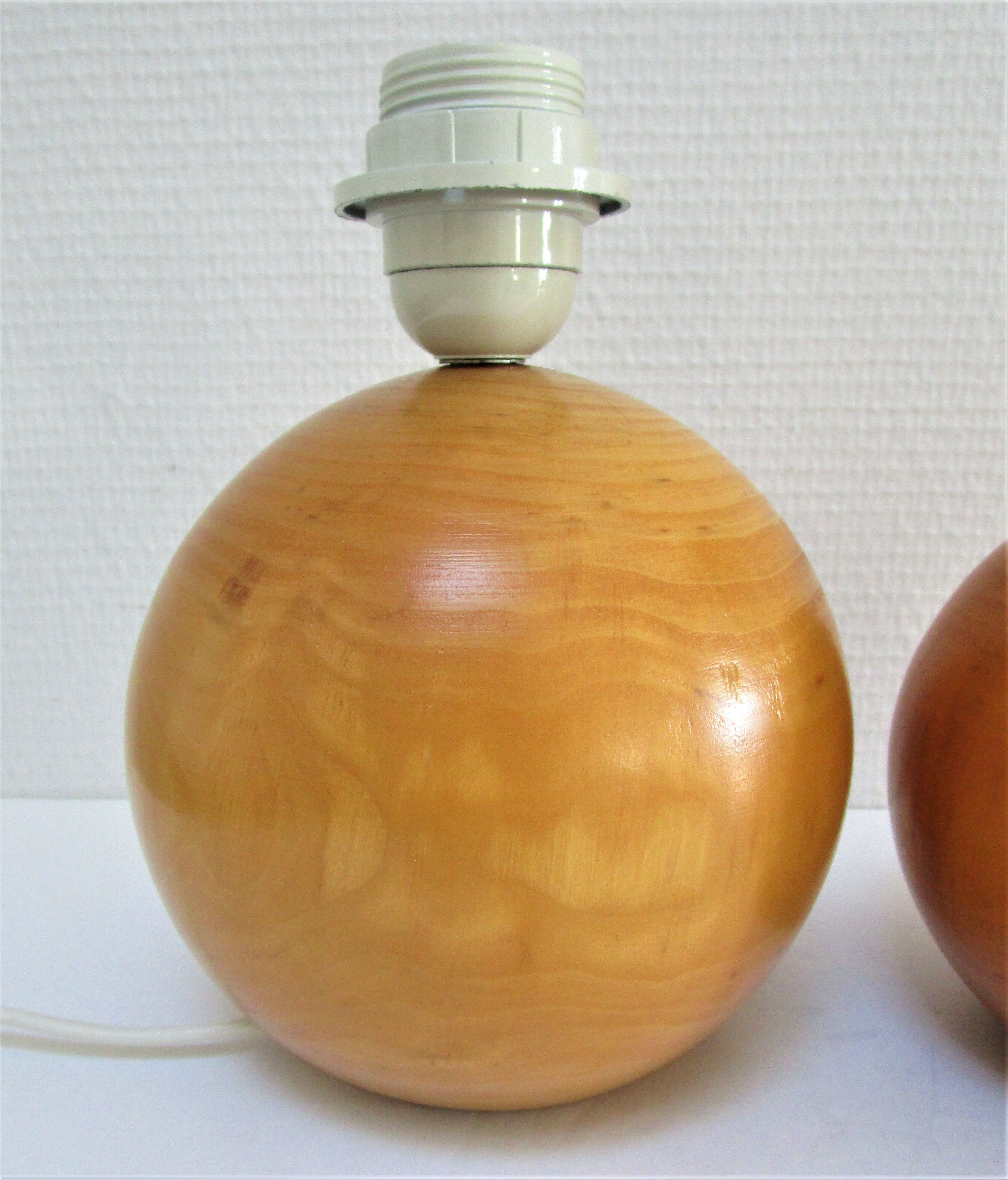 Two lamps balls solid wood By IMT italy vintage