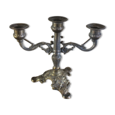 Candlestick two branches three candles regulated gilding