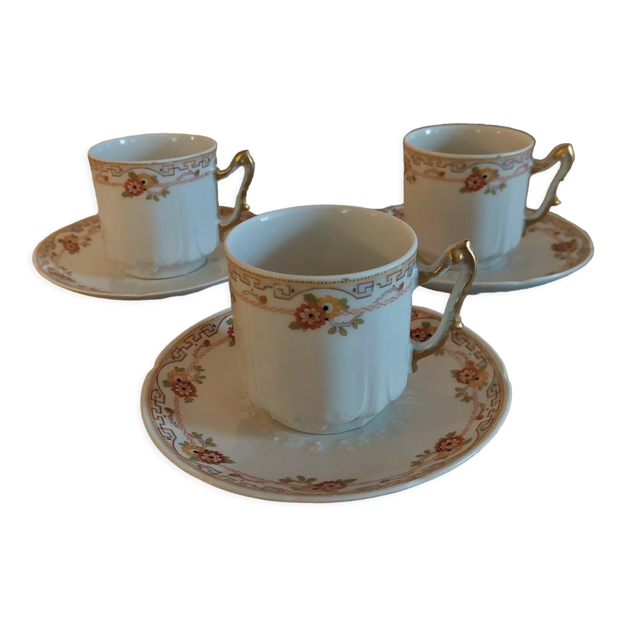 Porcelain cups UC Limoges, series of three