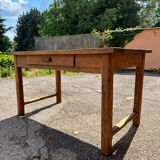 Hand-carved solid wood farm table