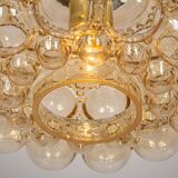 Large amber bubble glass pendant by Helena Tynell for Limburg, Germany, 1970s.