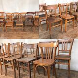 Series of 20 vintage mismatched bentwood bistro chairs