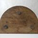 vintage half-moon tripod stool in turned solid wood with beaded edges