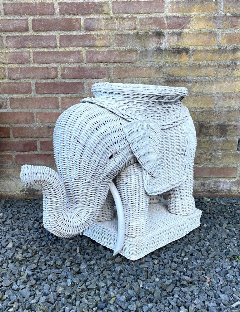 Wicker elephant side table