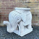 Wicker elephant side table