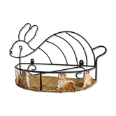 Étagère fer forgé et figurines de lapin en porcelaine