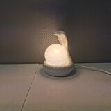 Beautiful vintage ceramic COBRA table lamp with thin milky white glass shade/dome. RAF Sweden 70-80s