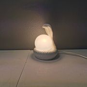 Beautiful vintage ceramic COBRA table lamp with thin milky white glass shade/dome. RAF Sweden 70-80s