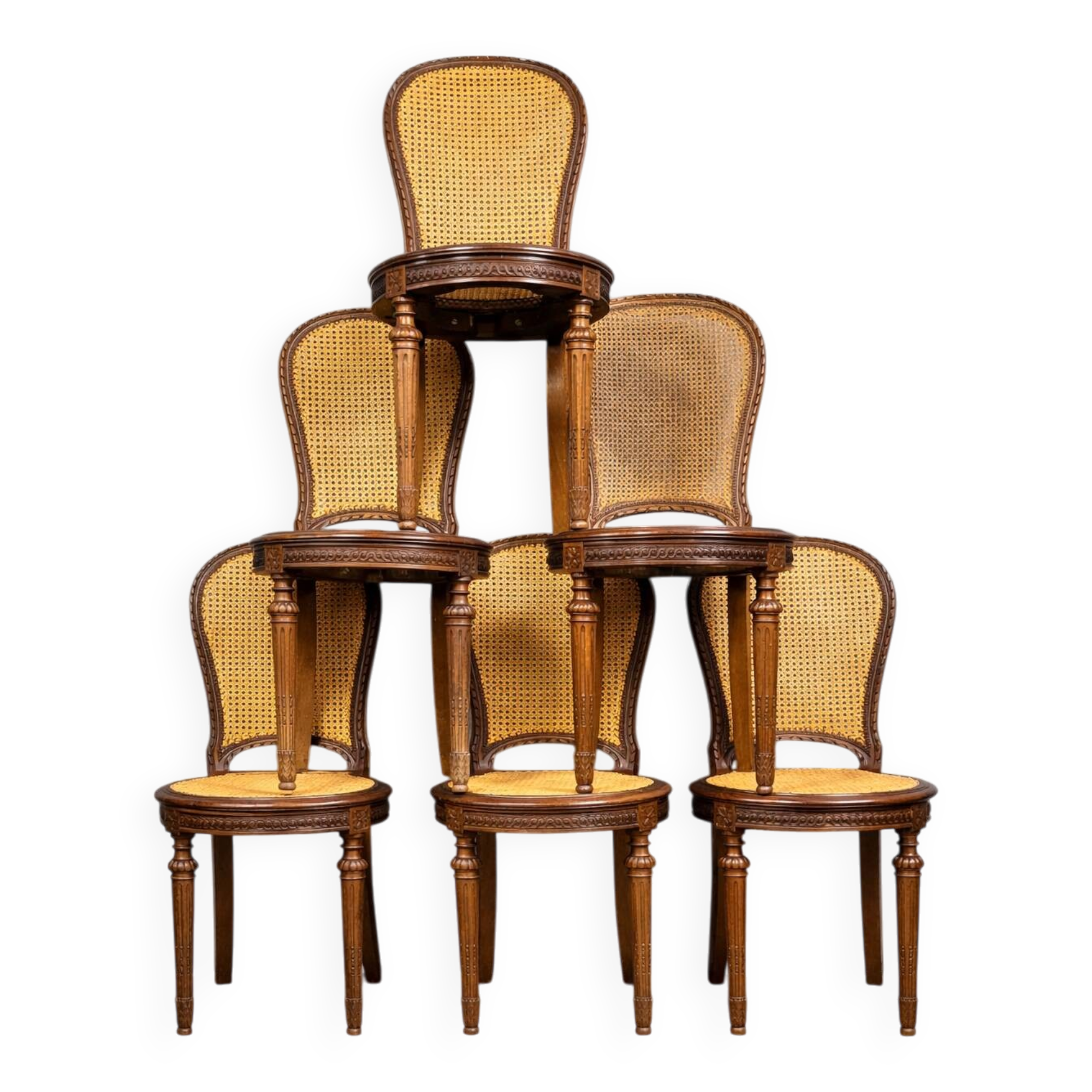 Elegant set of 6 chairs known as "rackets", in the Louis XVI style.