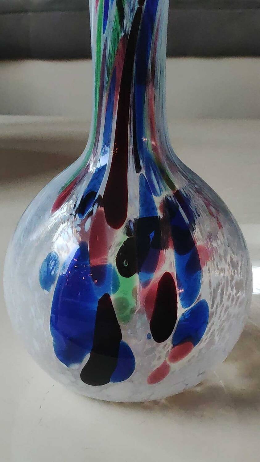 Speckled Blown Art Glass Ball Vase