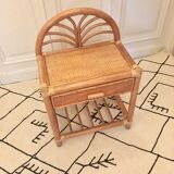 Table de chevet vintage en rotin