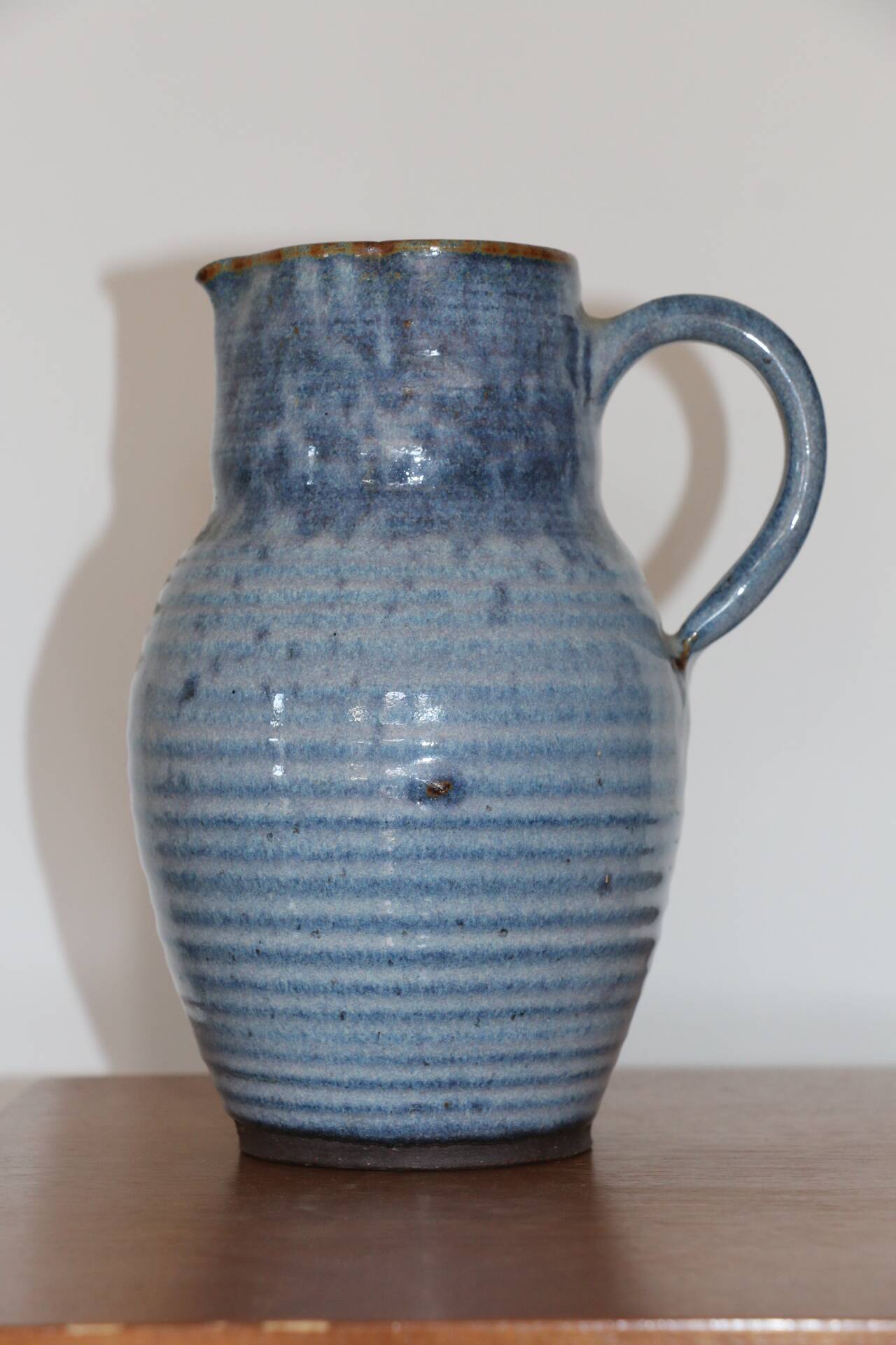 Blue enamelled stoneware pitcher 220mm