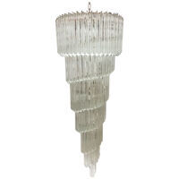 Clear quadriedro murano glass twister chandelier