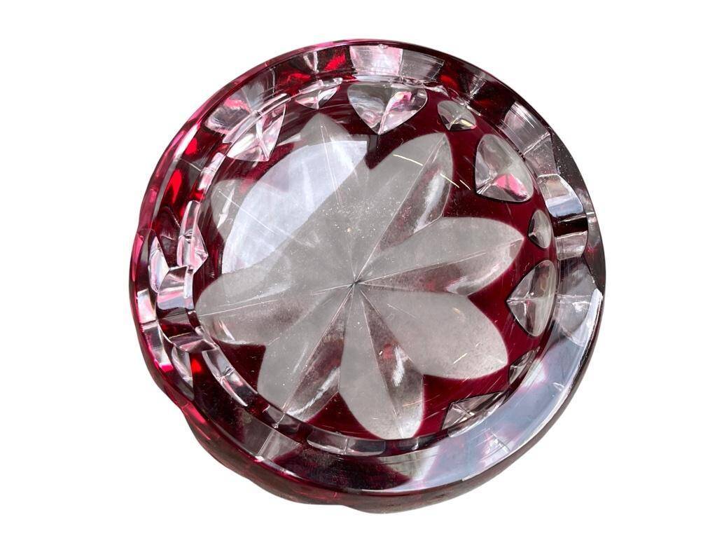 Ruby crystal ashtray Val Saint Lambert Vintage
