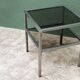 End table, chrome metal and smoked glass coffee table