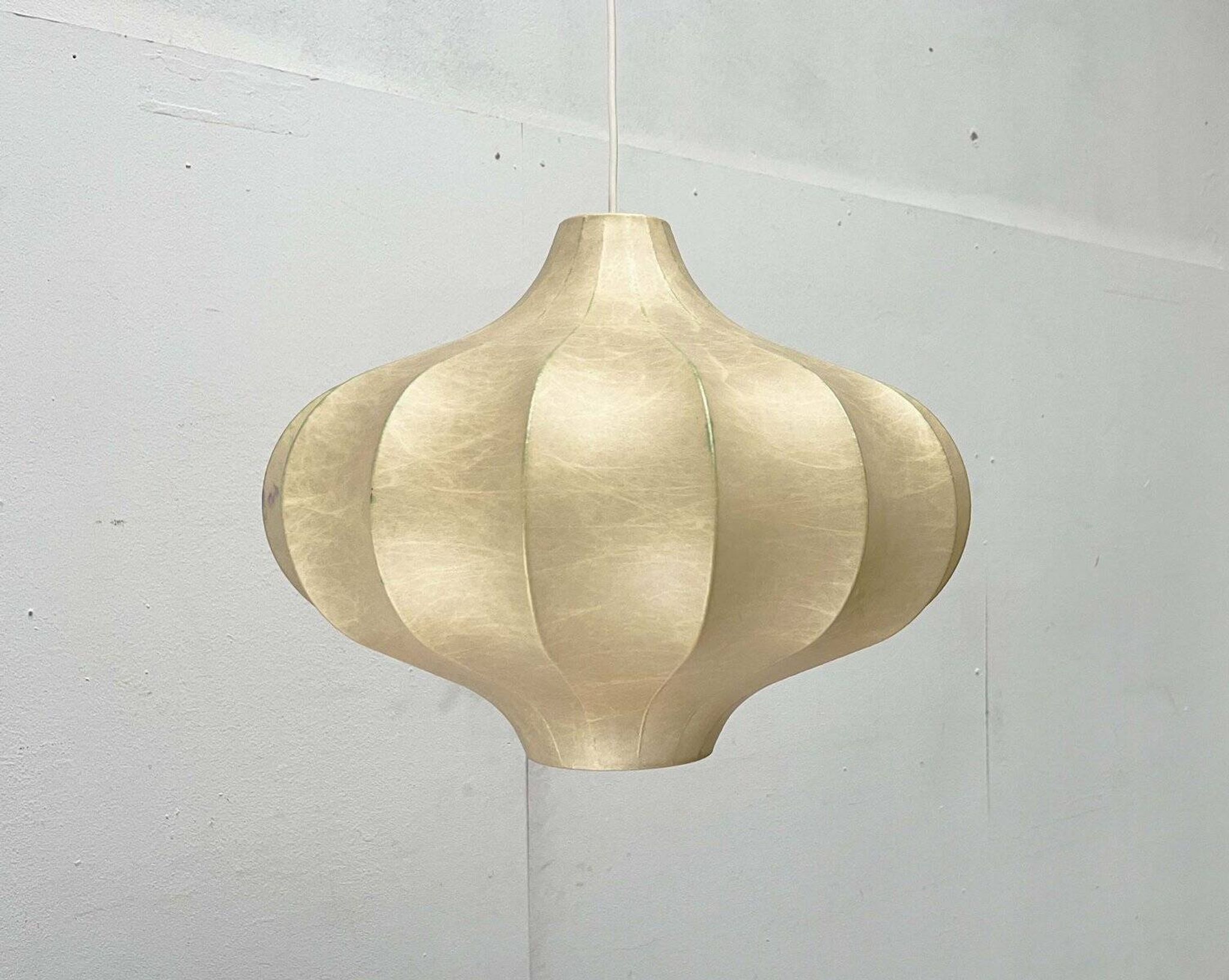 Modern mid-century Cocoon pendant lamp by Friedel Wauer for Goldkant Leuchten, Germany, 1960s.