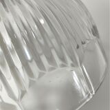 Two cheese bells molded pressed glass striated Art Deco style early twentieth century