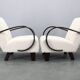 1940s Art Deco armchairs by Jindřich Halabala, beech wood upholstered