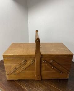 Wooden sewing box