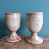 Verres à pied tasses mazagrans en grès de Puisaye