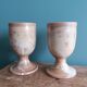 Verres à pied tasses mazagrans en grès de Puisaye